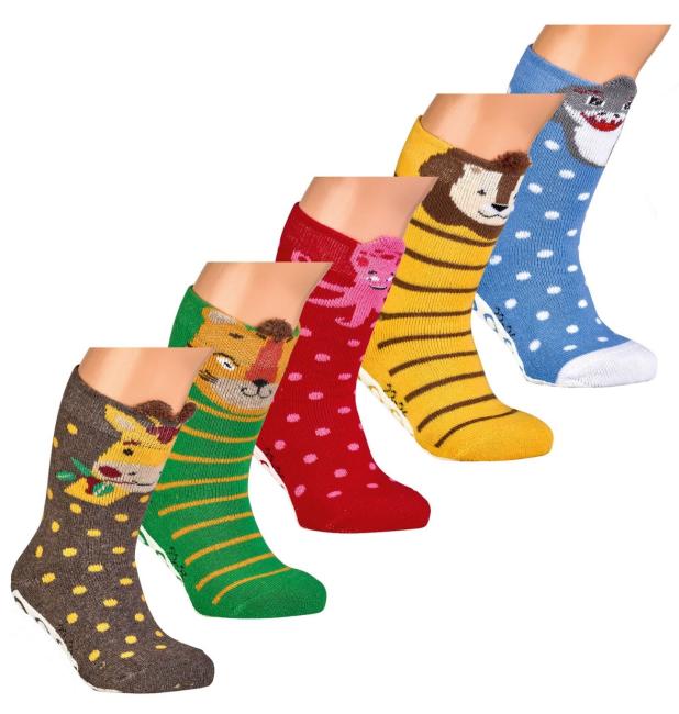 2 Paar TippTexx 24 Kinder Sockenschuhe "Baby-Tiere"